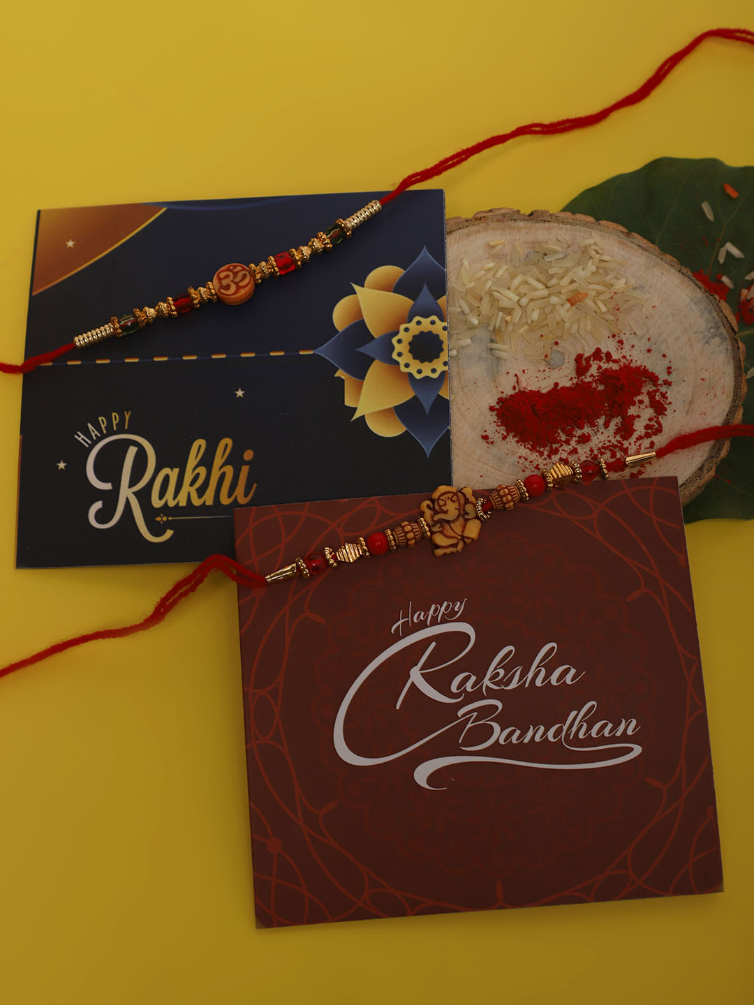 YouBella 2 Rakhi and 2 Greeting Card Combo for Brother (Multi-Colour) (YBRK_91)